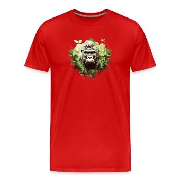 Gorille Jungle Émeraude - T-shirt bio Premium Homme - rouge - Devant - Damien (186cm)