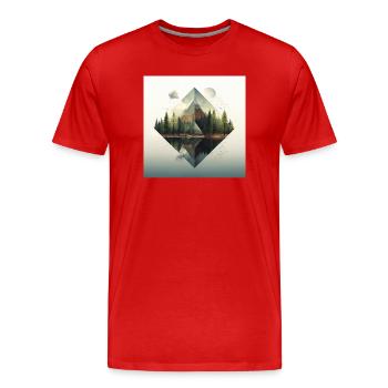 Waldpyramide und Spiegelungen - Männer Premium Bio T-Shirt - Rot - Vorne - Damien (186cm)