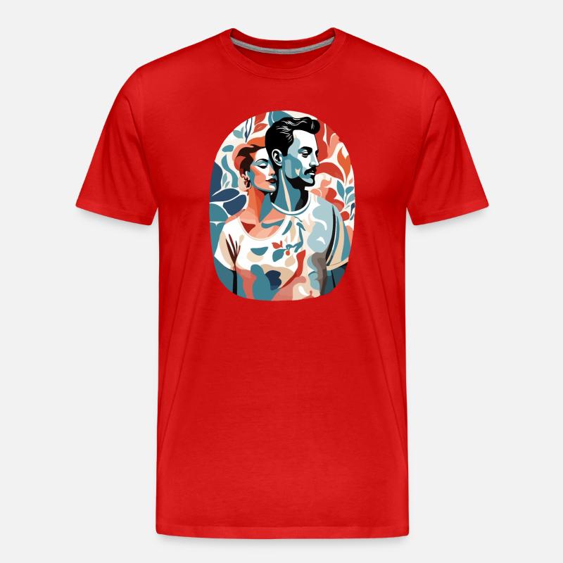 Abstrakte Kunst Mann und Frau - Männer Premium Bio T-Shirt - Rot