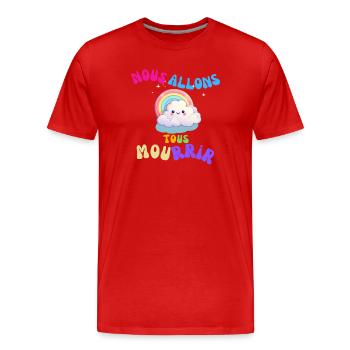 Nuage Arc-en-Ciel Mignon et Mordant - T-shirt bio Premium Homme - rouge - Devant - Damien (186cm)