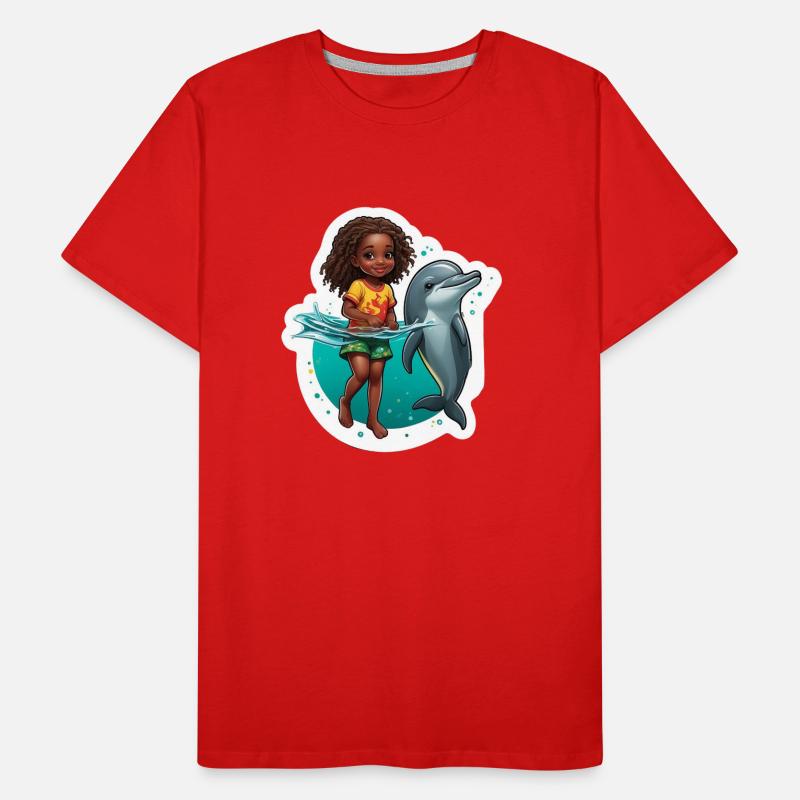 Joyeuse aventure en mer avec un dauphin T-shirt bio Premium Homme