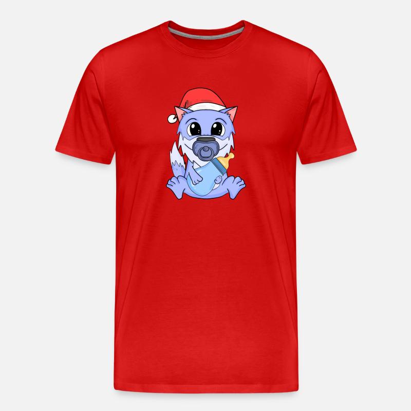 Wolf Baby Weihnachten - Männer Premium Bio T-Shirt - Rot