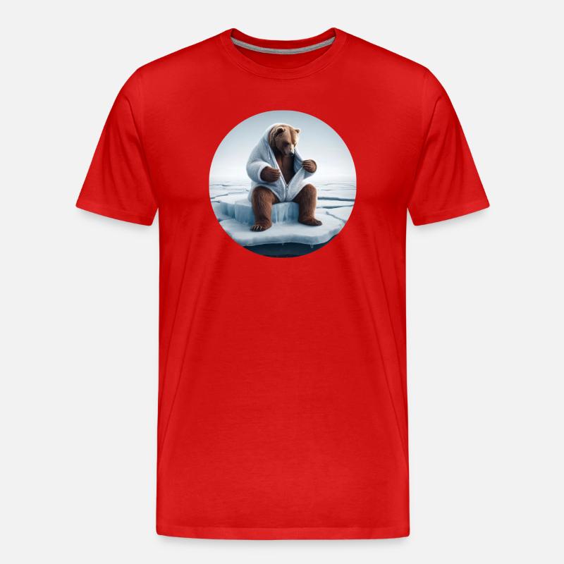 Bär im Schafspelz sitzt auf Scholle - Männer Premium Bio T-Shirt - Rot