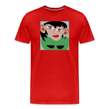 Femme aux cheveux noirs - T-shirt bio Premium Homme - rouge - Devant - Damien (186cm)