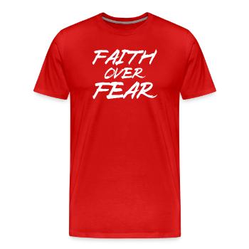 La foi plutôt que la peur - T-shirt bio Premium Homme - rouge - Devant - Damien (186cm)