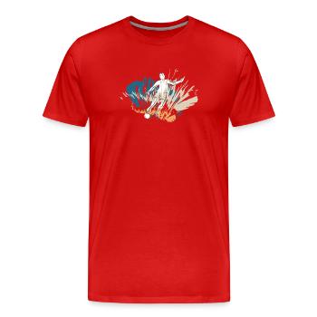 Fußballspieler mit dem Fussball - Männer Premium Bio T-Shirt - Rot - Vorne - Damien (186cm)