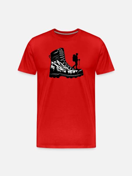 Drawing Hiker Mountain Hiking Shoe - Men's Premium Organic T-Shirt - red