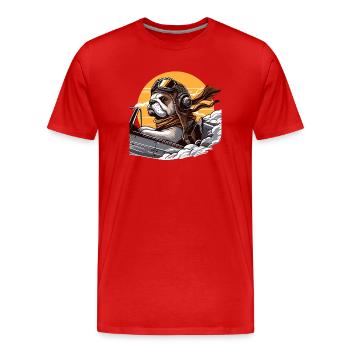 Bulldog Pilot - Männer Premium Bio T-Shirt - Rot - Vorne - Damien (186cm)