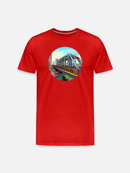 Comic Bridge in City - Men's Premium Organic T-Shirt - red