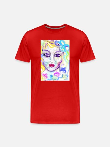 Farbenfrohe Fantasieporträtdesign - Männer Premium Bio T-Shirt - Rot