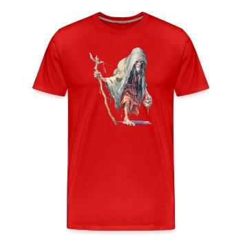 Gruseliger Waldmagier – Dark Fantasy Zauberer - Männer Premium Bio T-Shirt - Rot - Vorne - Damien (186cm)