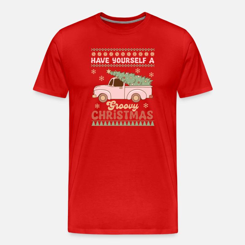 Hässlicher Weihnachtspullover - Männer Premium Bio T-Shirt - Rot