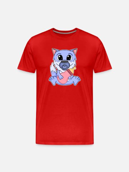 Baby Wolf Motif - Men's Premium Organic T-Shirt - red