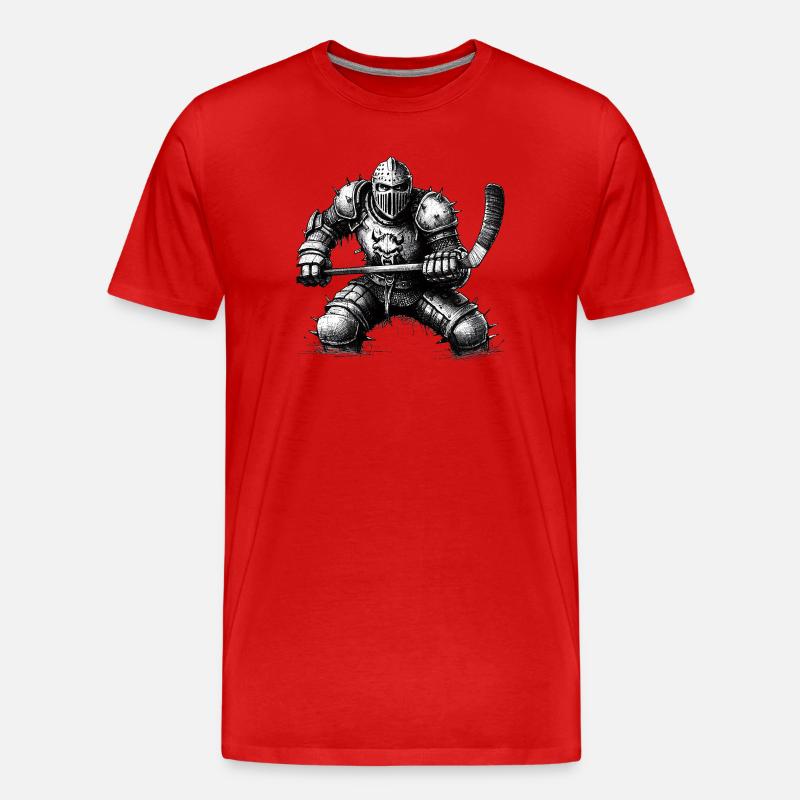 Hockey Ritter für echte Gewinner - Männer Premium Bio T-Shirt - Rot