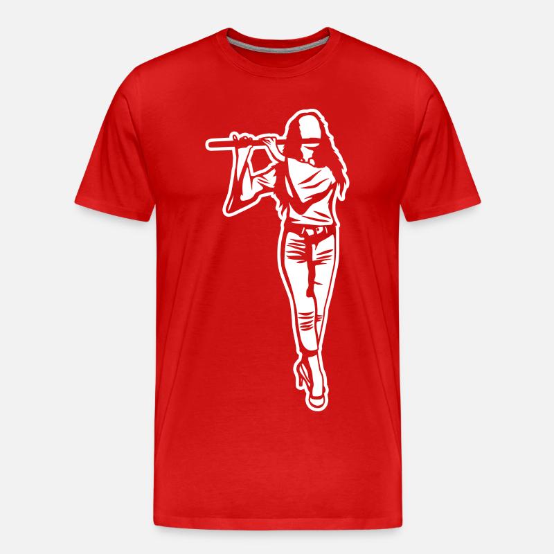 Flöte Mädchen Zeichnung - Männer Premium Bio T-Shirt - Rot