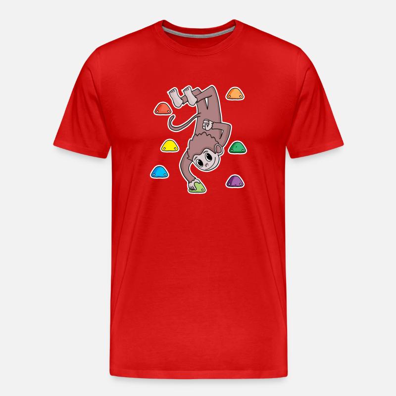 Monkey Rock Climbing Climbing - Men's Premium Organic T-Shirt - red
