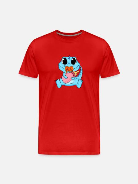 Baby Dino Motif Dinosaur - Men's Premium Organic T-Shirt - red