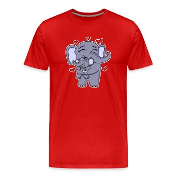 Elephant Family - Elephant with Baby - Elephant - Men's Premium Organic T-Shirt - red - Front - Damien (186cm)