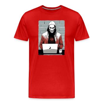 Anonymous Hacker - Männer Premium Bio T-Shirt - Rot - Vorne - Damien (186cm)
