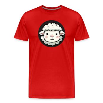 Cute Sheep Head - Men's Premium Organic T-Shirt - red - Front - Damien (186cm)