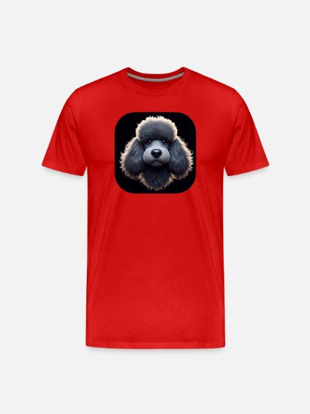 Pudel im Animationsstil - Männer Premium Bio T-Shirt - Rot