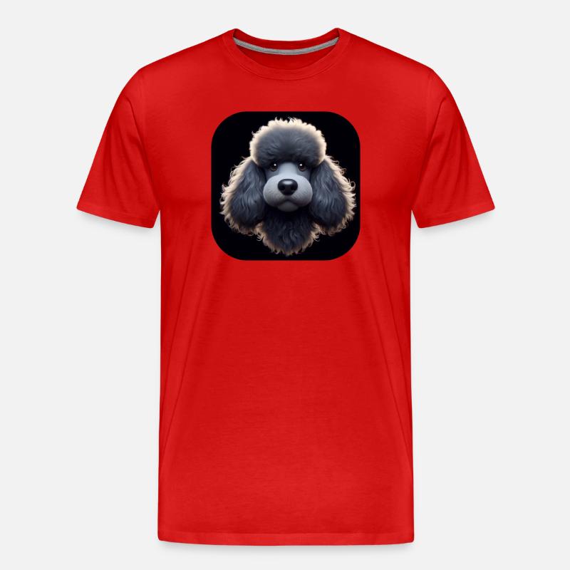 Pudel im Animationsstil - Männer Premium Bio T-Shirt - Rot