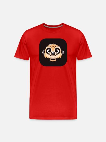 Comic Erdmännchen Kopf - Männer Premium Bio T-Shirt - Rot