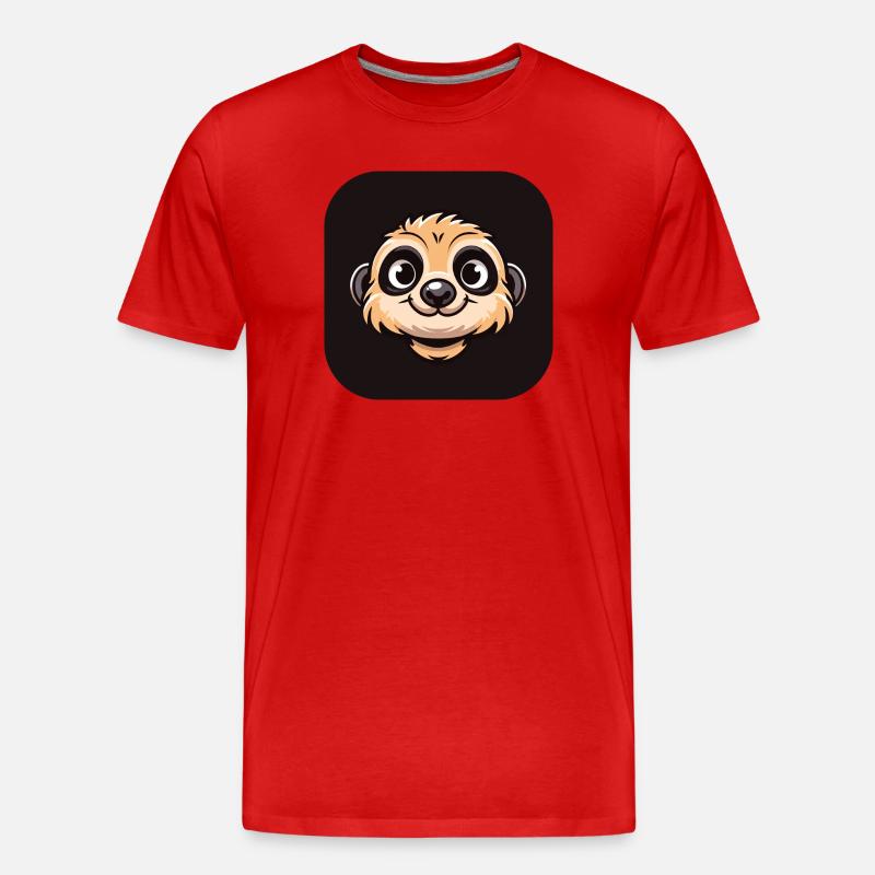 Comic Erdmännchen Kopf - Männer Premium Bio T-Shirt - Rot