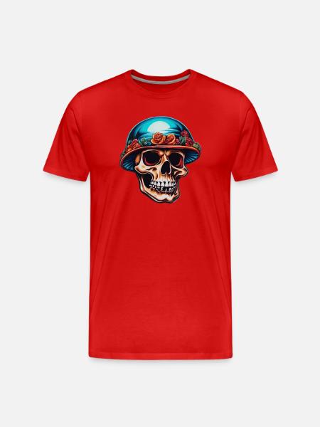 Skull with mushroom hat - Men's Premium Organic T-Shirt - red