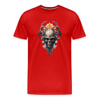 Dark Fantasy Schädel Wappen Symbol Shirt - Männer Premium Bio T-Shirt - Rot - Vorne - Damien (186cm)