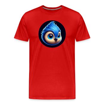 Comic Bird Blue Blue - Men's Premium Organic T-Shirt - red - Front - Damien (186cm)