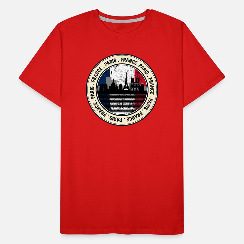 Paris Skyline Tricolor Circular Emblem Men's Premium Organic T-Shirt