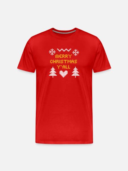 Merry Christmas Pixel Art Design - Men's Premium Organic T-Shirt - red