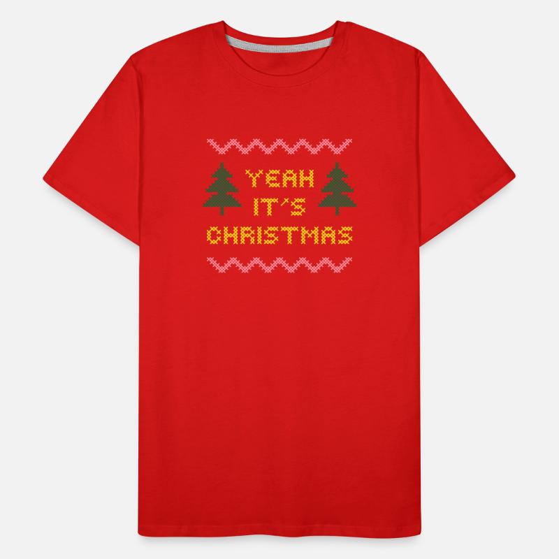 Christmas Cross Stitch Knit Pattern Men's Premium Organic T-Shirt