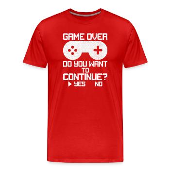 game over do you want to continue - Men's Premium Organic T-Shirt - red - Front - Damien (186cm)