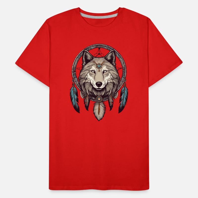 Traumfänger mit Wolf Männer Premium Bio T-Shirt