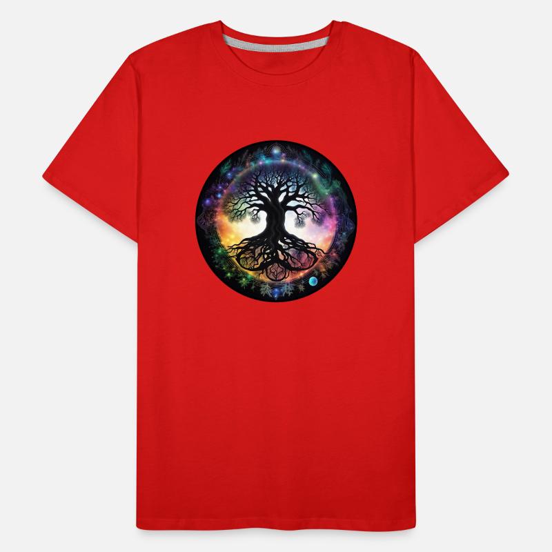 Wurzelbaum im Regenbogenkreis Männer Premium Bio T-Shirt