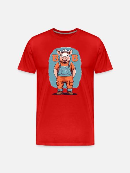Bob the Building Pig - Men's Premium Organic T-Shirt - red