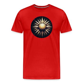 Golden sun with rays galaxy - Men's Premium Organic T-Shirt - red - Front - Damien (186cm)