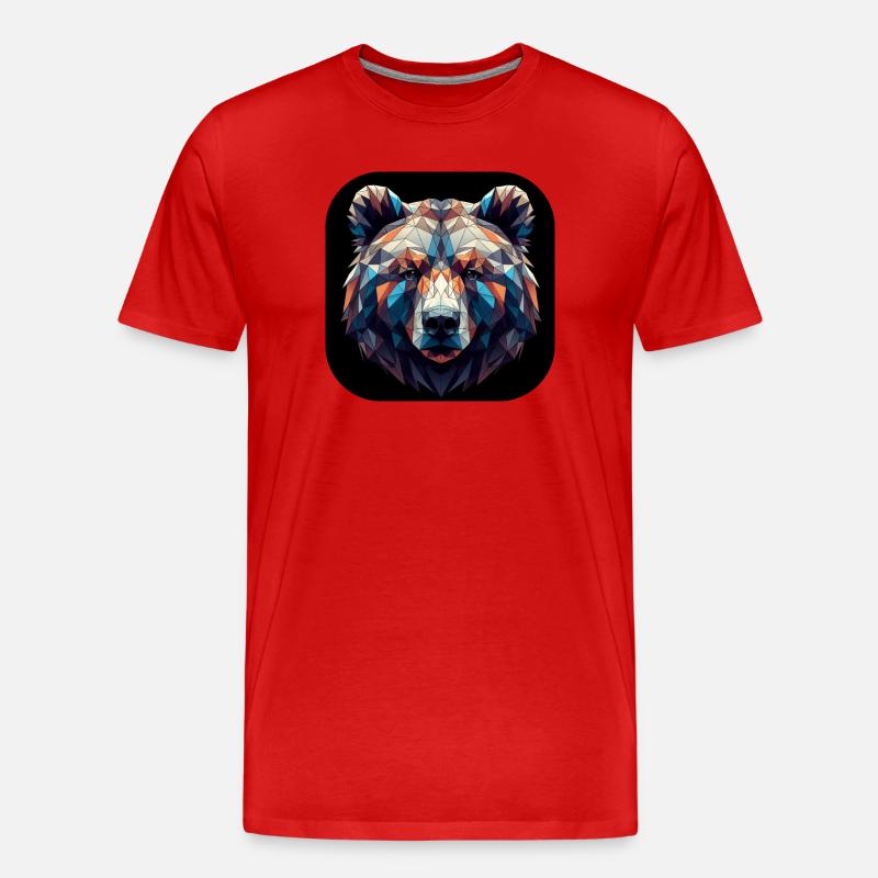 Bär Kopf Polygon bunt farbig - Männer Premium Bio T-Shirt - Rot