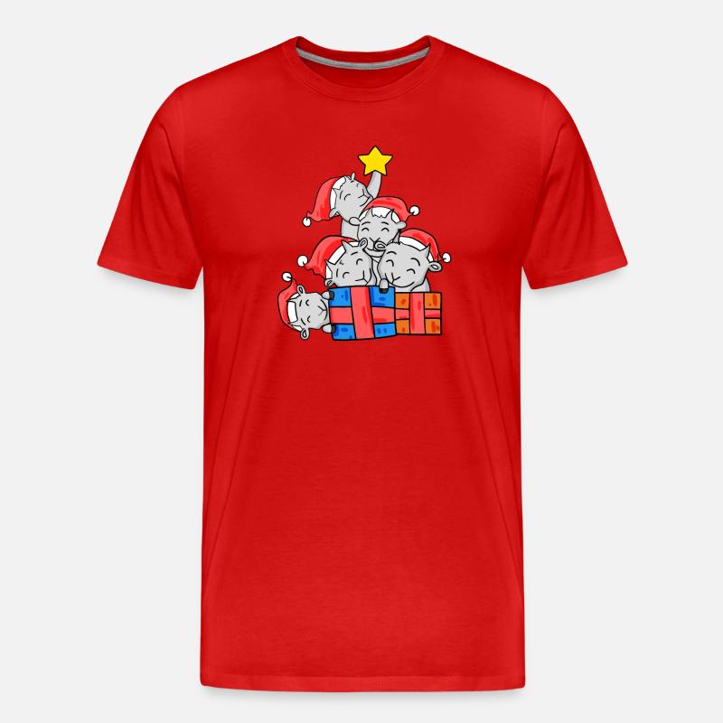 Ziege Weihnachtsbaum Weihnachten - Männer Premium Bio T-Shirt - Rot