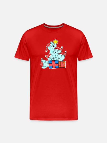 Rabbit Christmas Tree Christmas - Men's Premium Organic T-Shirt - red
