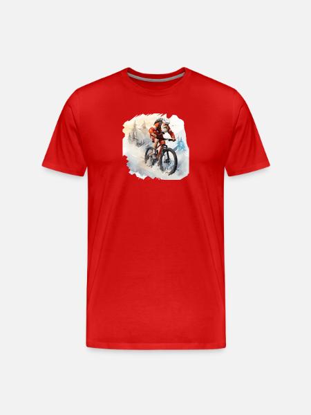 Santa mit Mountainbike fertig - Männer Premium Bio T-Shirt - Rot
