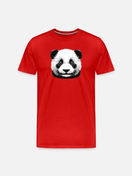 Pandas 🐼 Schwarz-Weiß-Panda-Gesichtskunst - Männer Premium Bio T-Shirt - Rot