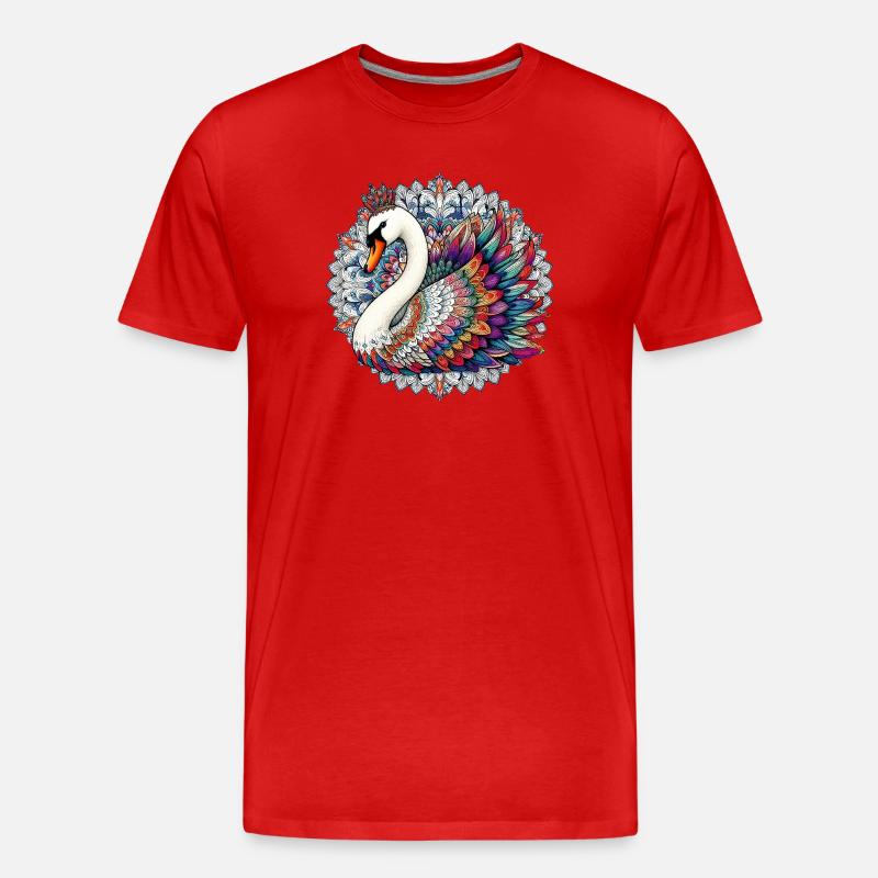 Schwan mit Mandalas verziert - Männer Premium Bio T-Shirt - Rot