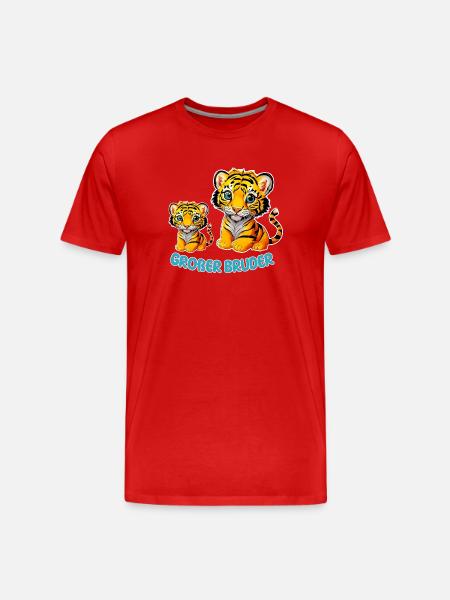 Großer Bruder Tiger - Männer Premium Bio T-Shirt - Rot