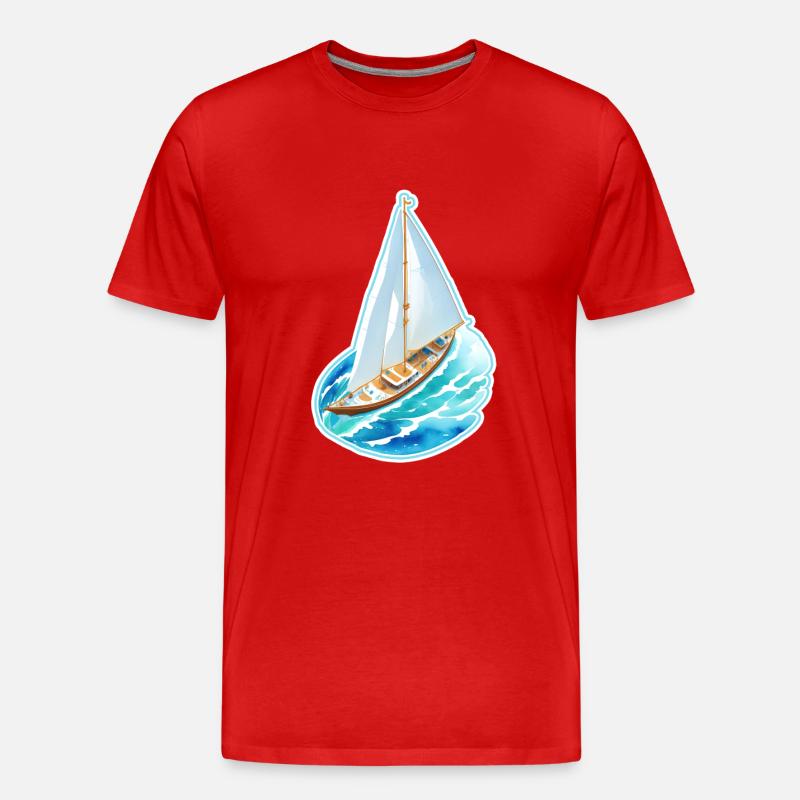 Segelschiff - Männer Premium Bio T-Shirt - Rot