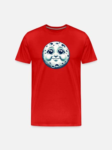 Funny Moon with Face - Men's Premium Organic T-Shirt - red