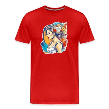 Mariée - T-shirt bio Premium Homme - rouge - Devant - Damien (186cm)