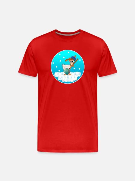 WINTER CHICKEN COOP CHICKENS SNOWFALL - Men's Premium Organic T-Shirt - red